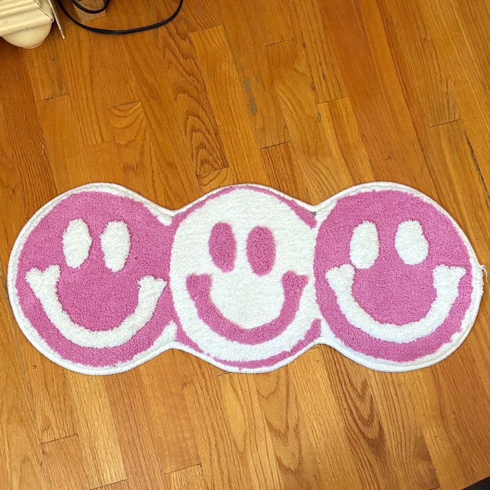 Pink and White Smiley Face Rug